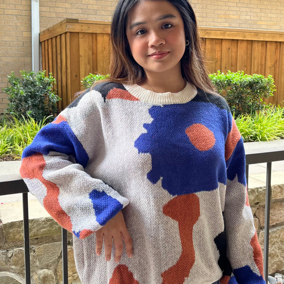 Abstract Knit Pullover | Oversized fit sweater